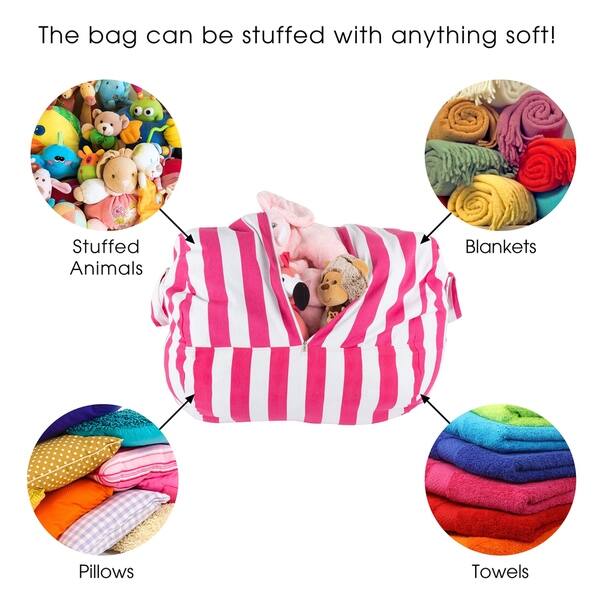 Shop Porch Den Lianna Pink White Cotton Canvas Striped Storage
