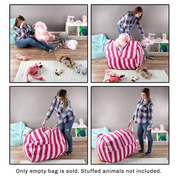 Shop Porch Den Lianna Pink White Cotton Canvas Striped Storage