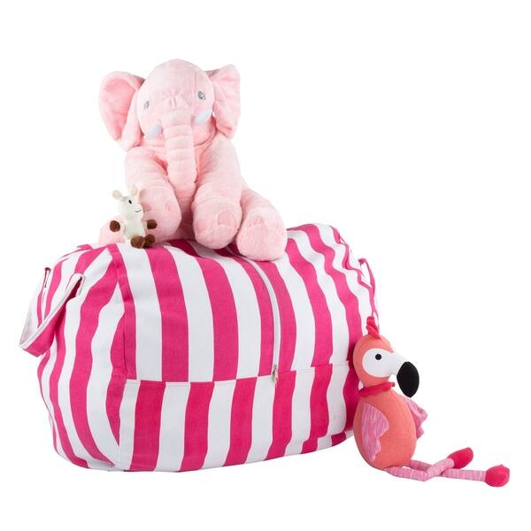 Shop Porch Den Lianna Pink White Cotton Canvas Striped Storage