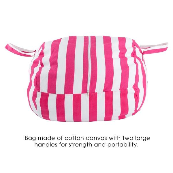 Shop Porch Den Lianna Pink White Cotton Canvas Striped Storage
