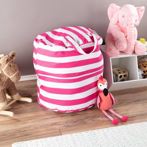 Shop Porch Den Lianna Pink White Cotton Canvas Striped Storage