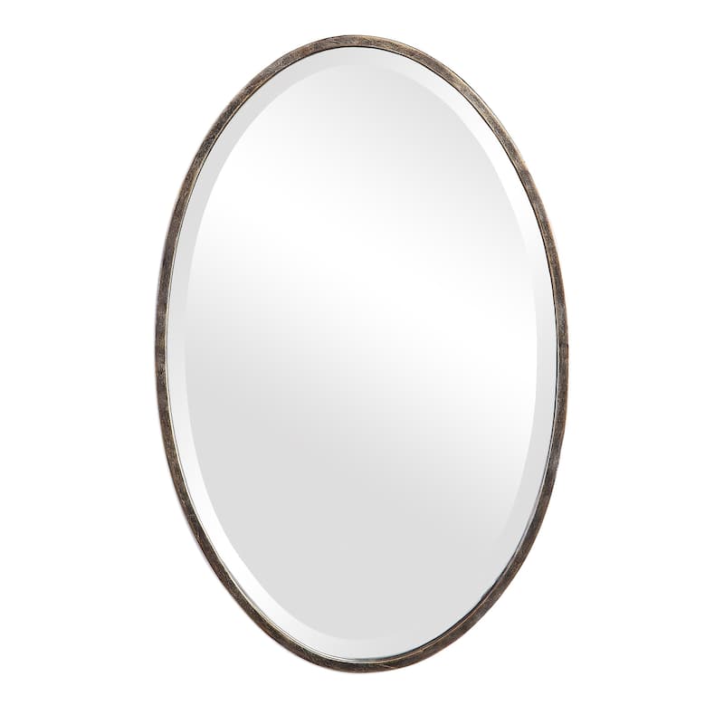 Porch & Den Antiqued Iron Oval Wall Mirror