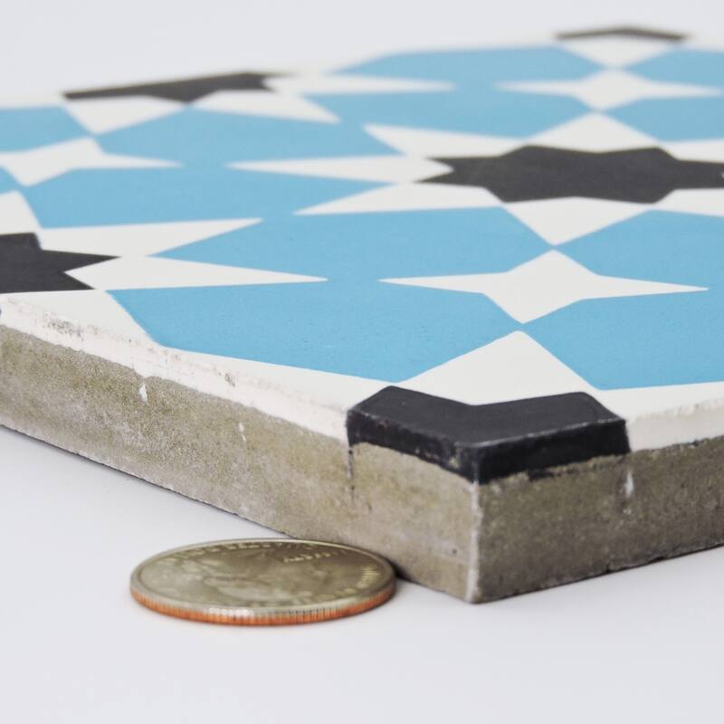 Handmade Medina 8x8 In Blue And Black Tile Pack Of 12 Morocco