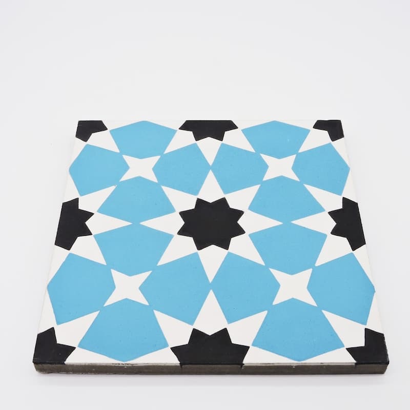 Handmade Medina 8''x8'' in Blue and Black Tile, Pack of 12 (Morocco)
