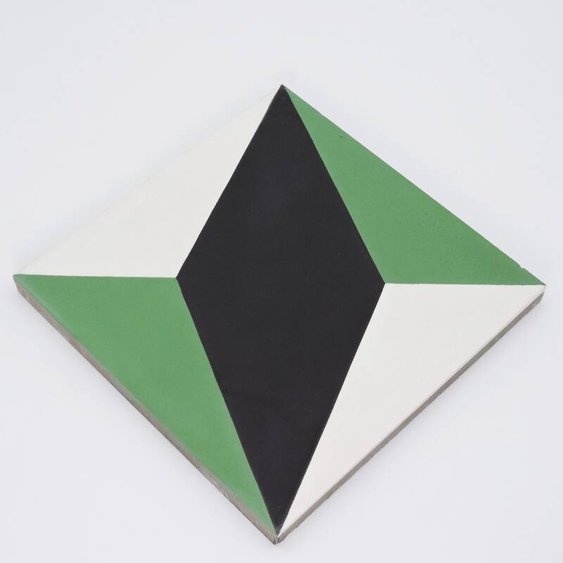 Handmade Diamond in Green and Black Tile, Pack of 12 (Morocco)