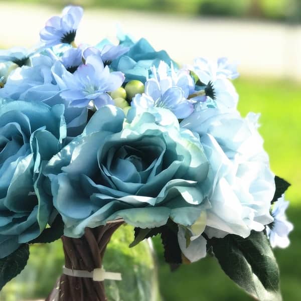 Artificial Silk Rose Flower Bouquet Small in Various Colors – RusticReach