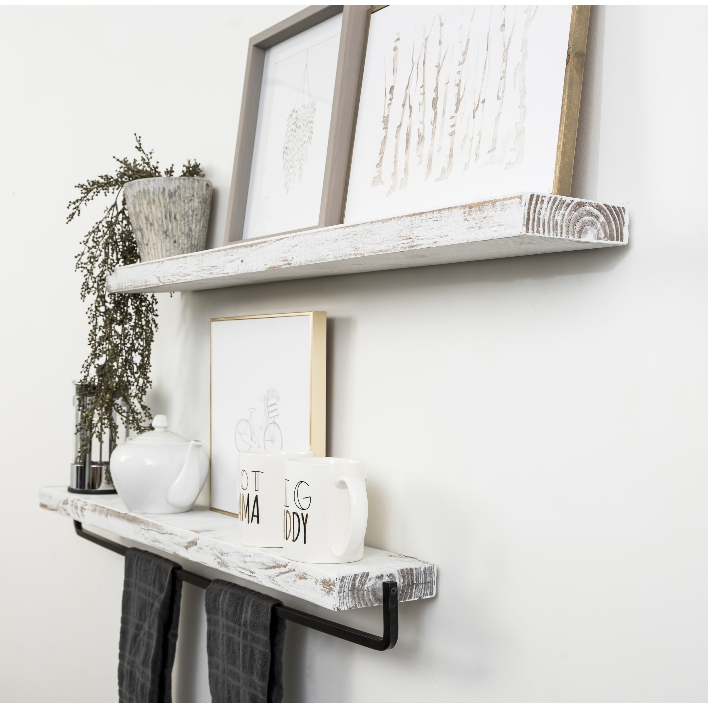 Handmade Del Hutson Designs True Floating Shelf and Towel Rack in Espresso As Is Item