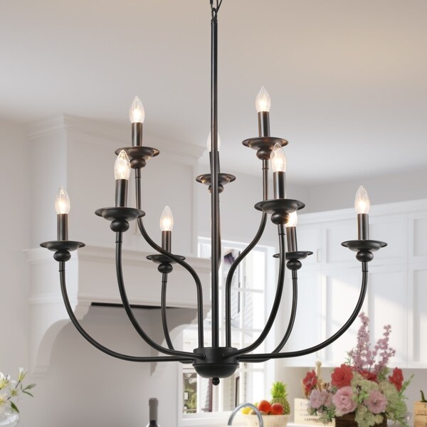 Shop Modern Farmhouse Rustic Maguel 9-Light Chandelier Lighting - On