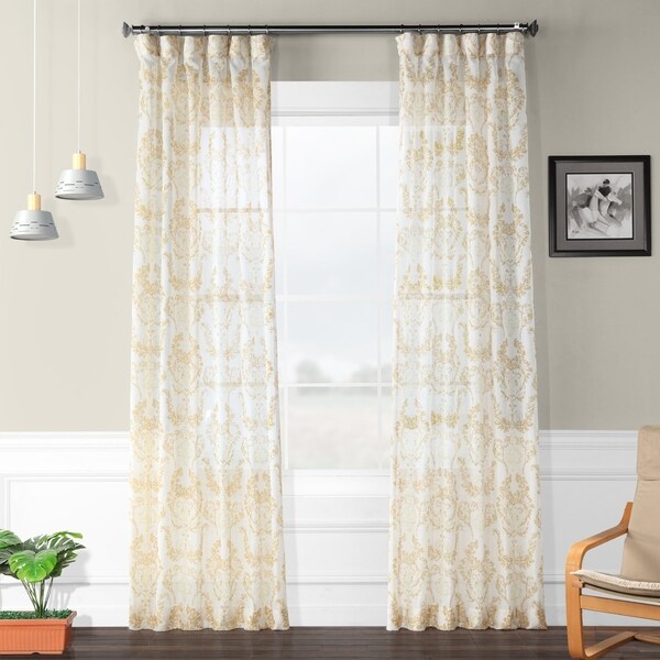 Shop Exclusive Fabrics Terrace Printed Faux Linen Sheer Curtain - On ...