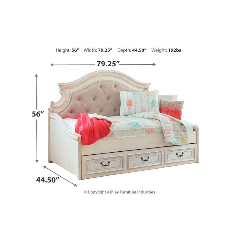 Signature Design by Ashley Nettle Bank White Wood Finish Day Bed with Storage Size - Twin