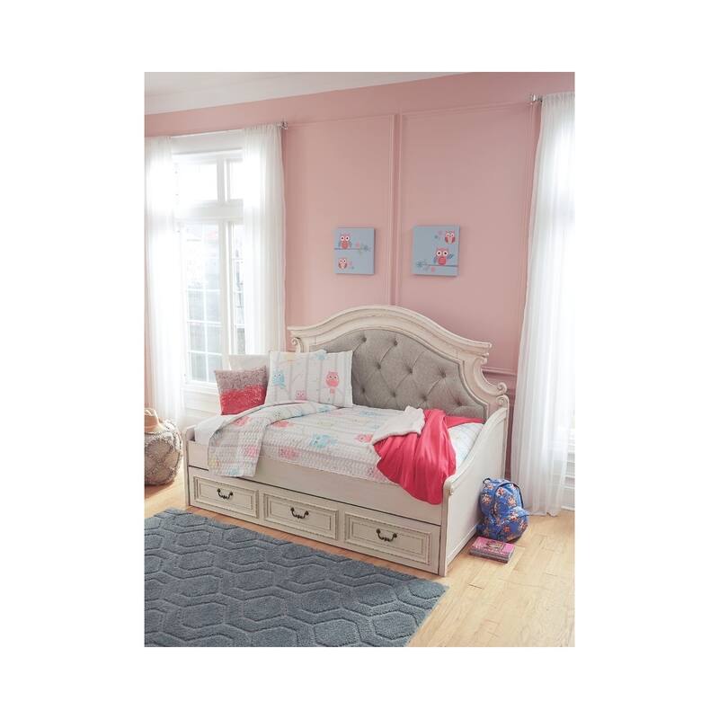 Signature Design by Ashley Nettle Bank White Wood Finish Day Bed with Storage Size - Twin