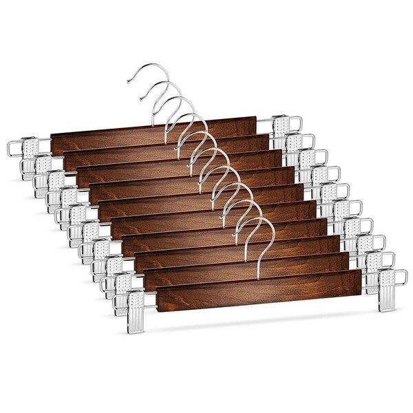 Shop Premium Wooden Skirt Hangers Cherry Finish Wood Pants hangers 10