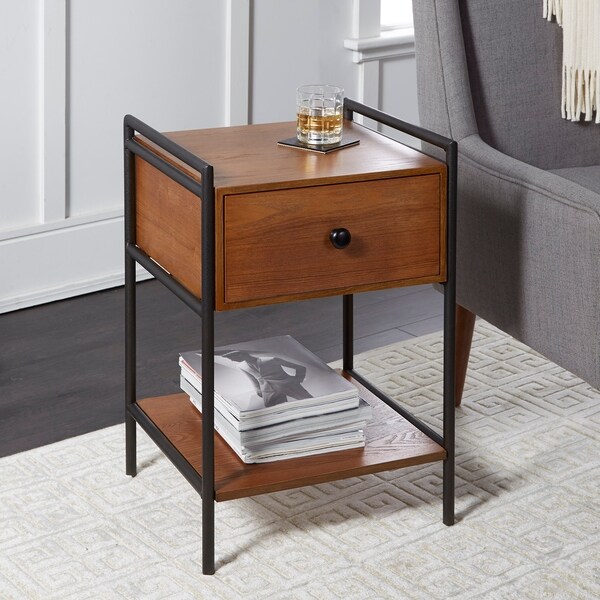 Shop Rebekah Farmhouse Industrial Accent Table with ...