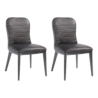 Aurelle Home Casporian Classic Leather Dining Chairs (Set of 2)