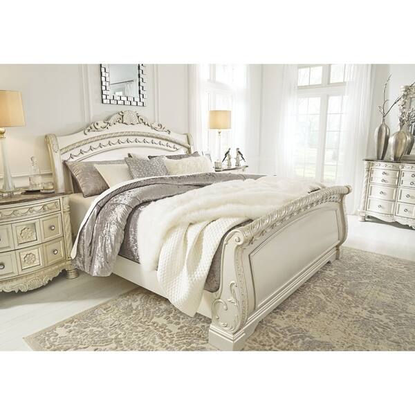 Cassimore Pearl Silver Sleigh Bed Overstock 27550729