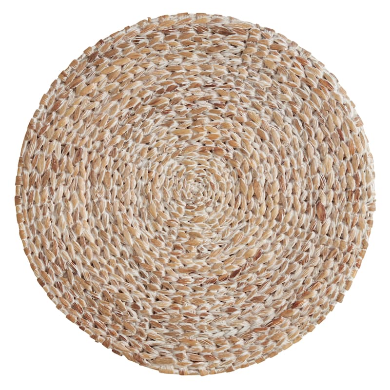 Water Hyacinth Placemats With Woven Design (Set of 4) - Set of 4 - 15"x15" - Round
