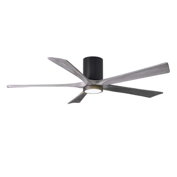 Irene Hlk 5 Blade 60 Inch Matte Black Flushmount Paddle Fan With Light Kit Barn Wood Tone Blades