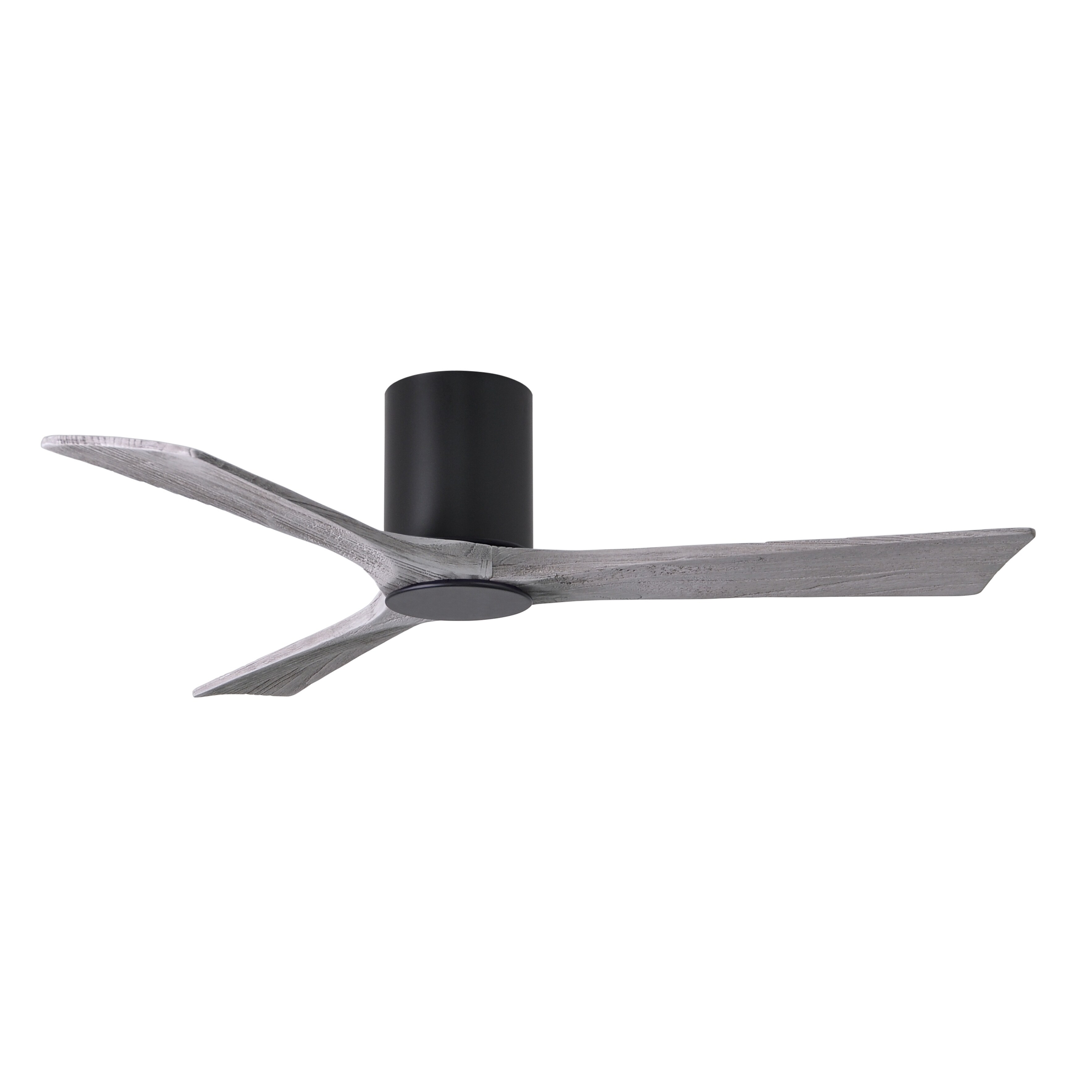 Irene Hlk 3 Blade 52 Inch Matte Black Flushmount Paddle Fan With Light Kit Barn Wood Tone Blades