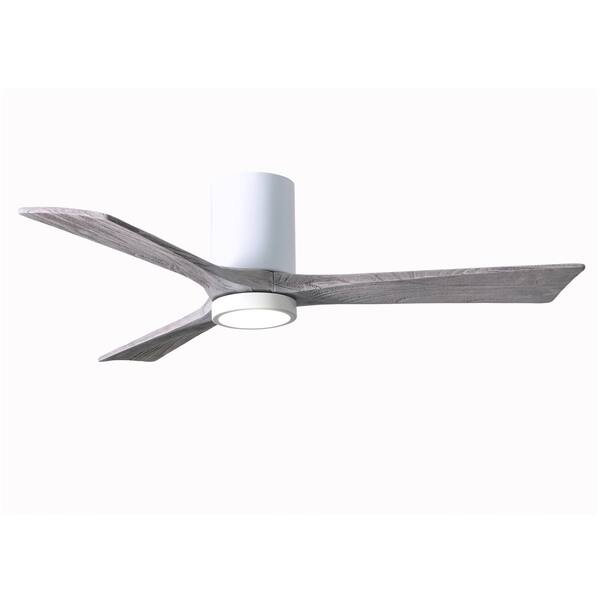 Irene Hlk 3 Blade 52 Inch Gloss White Flushmount Paddle Fan With Light Kit Barn Wood Tone Blades