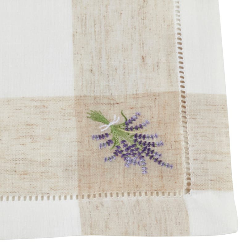 Hemstitch Placemats With Embroidered Lavender Design (Set of 4)