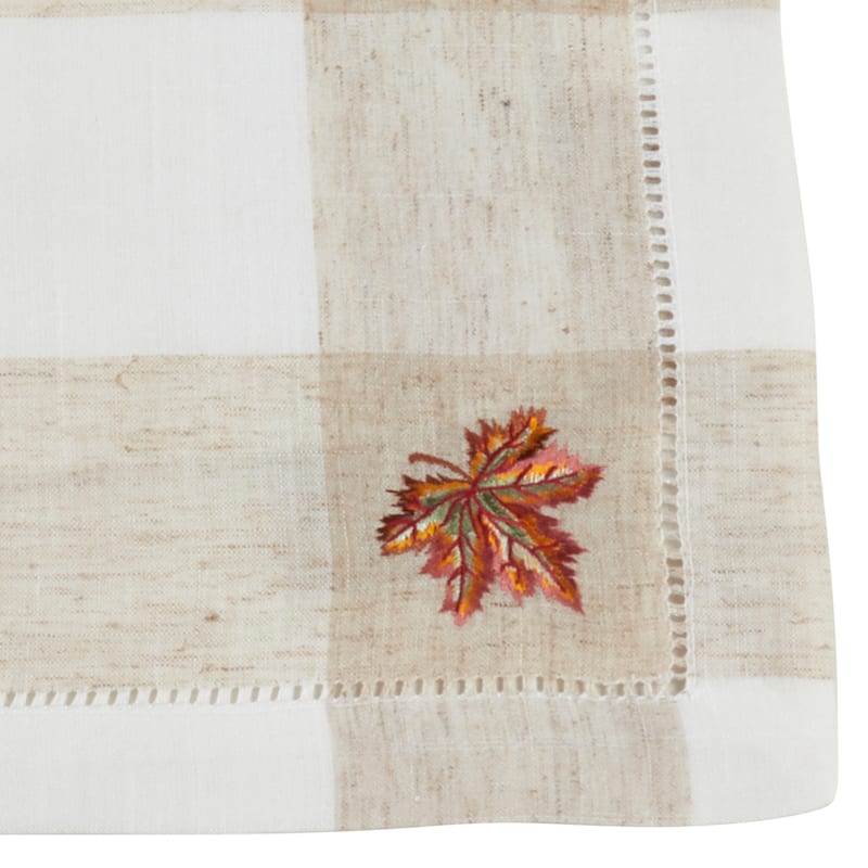 Hemstitch Placemats With Embroidered Leaf Design (Set of 4)
