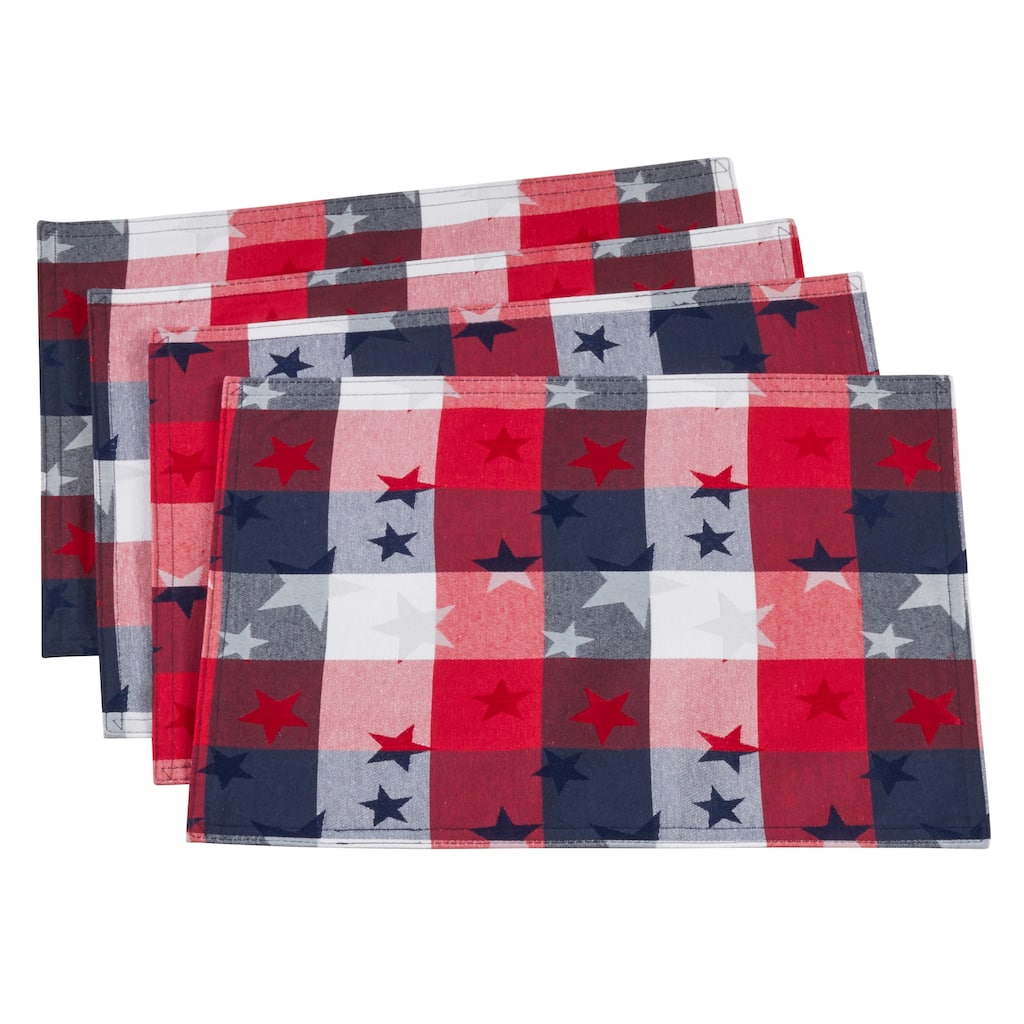 Stars Design Checkered Placemats (Set of 4)