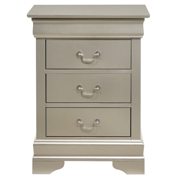 LYKE Home Lucas 3-drawer Silver/Champagne Nightstand