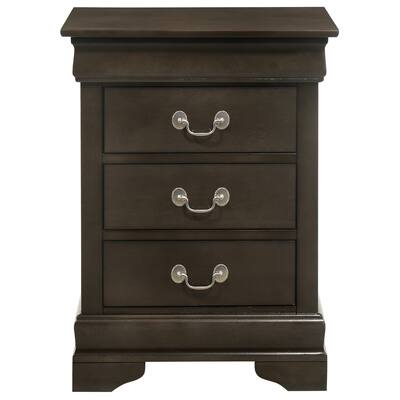 LYKE Home Anabelle 3-drawer Gray Nightstand