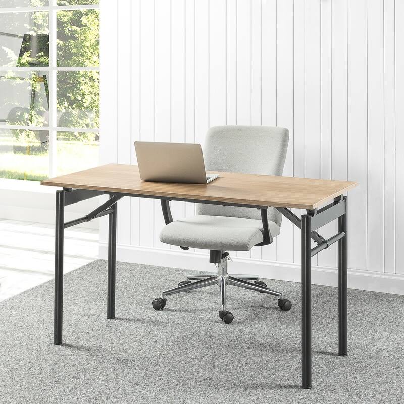 Porch & Den Aldergrove Natural and Black 47-inch Folding Desk Computer Workstation Table