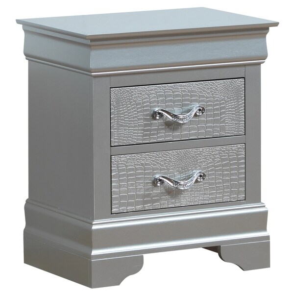 LYKE Home Luna Silver Nightstand