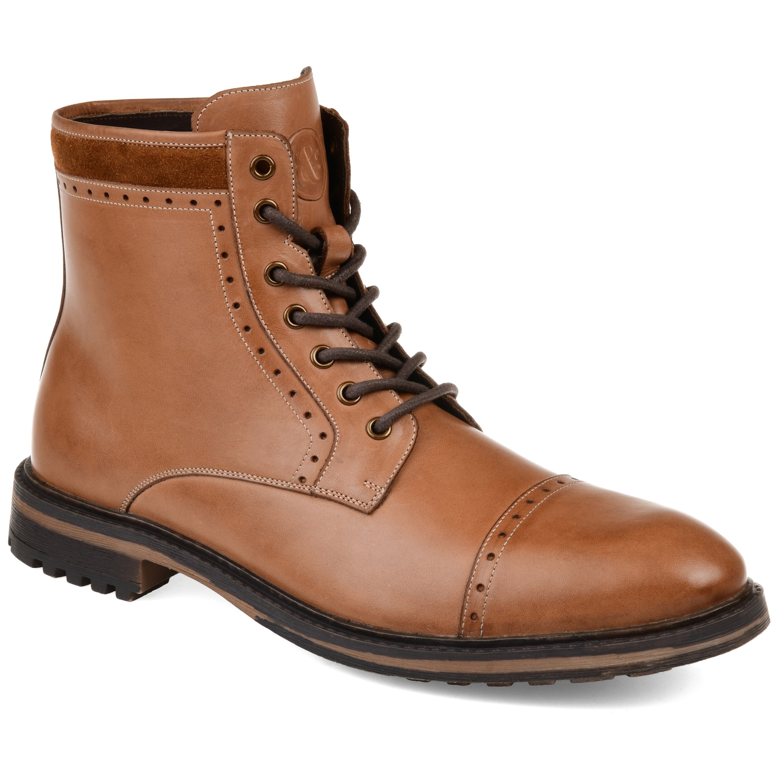 brown leather cap toe boots