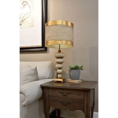 Retro Stone Table Lamp with Painted Drum Shade - Lucas McKearn