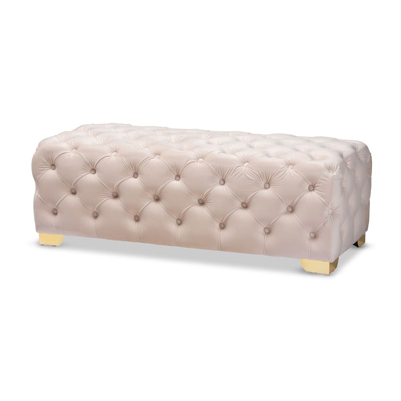 Gracewood Hollow Solanki Velvet Fabric Ottoman Bench