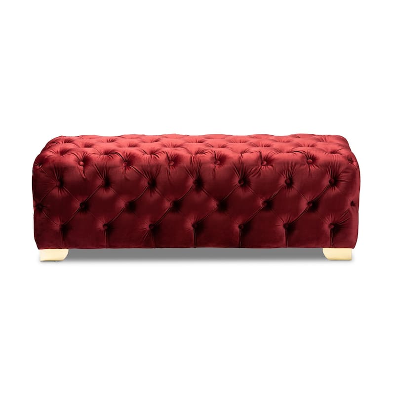 Gracewood Hollow Solanki Velvet Fabric Ottoman Bench