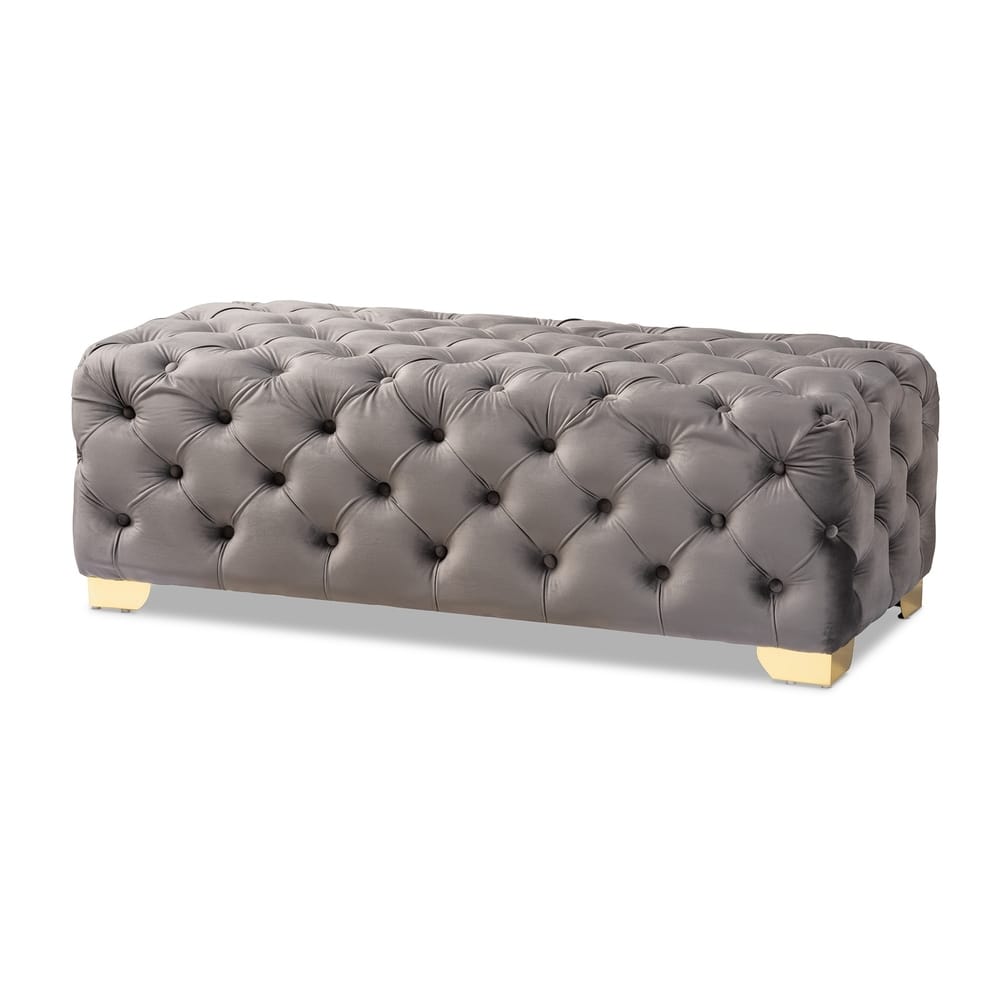 Gracewood Hollow Solanki Velvet Fabric Ottoman Bench