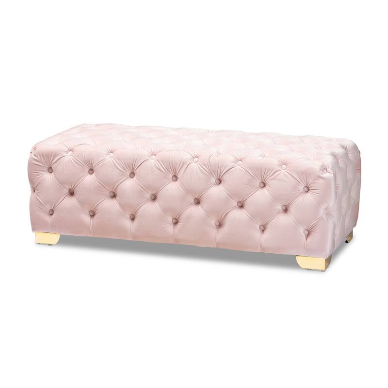 Gracewood Hollow Solanki Velvet Fabric Ottoman Bench - Pink