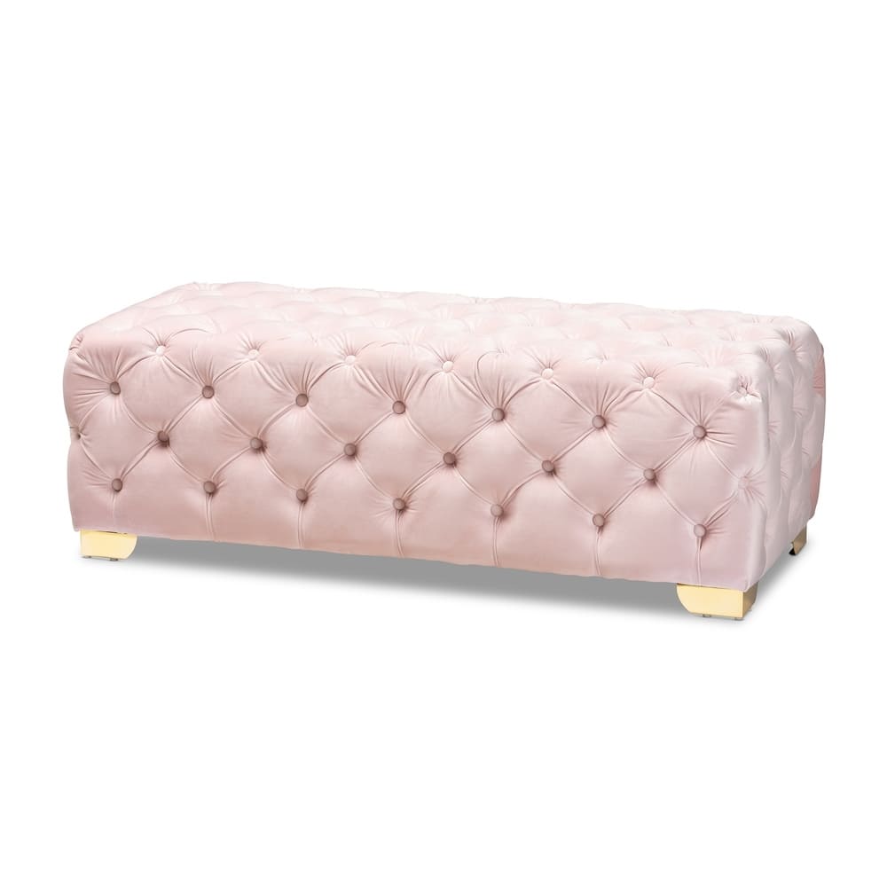 Gracewood Hollow Solanki Velvet Fabric Ottoman Bench