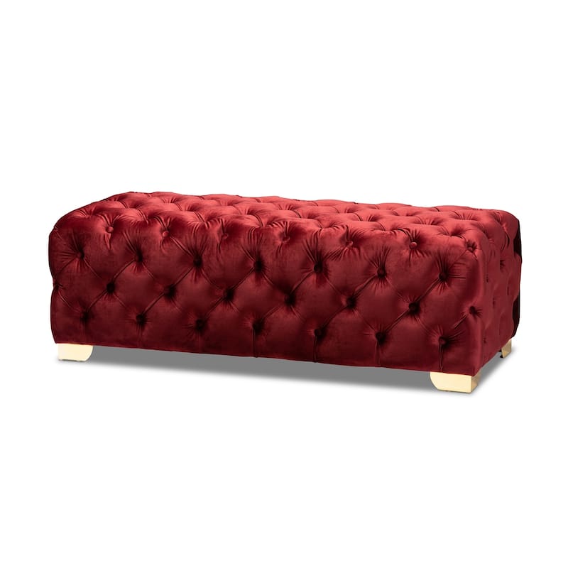 Gracewood Hollow Solanki Velvet Fabric Ottoman Bench - Red
