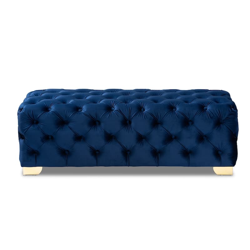 Gracewood Hollow Solanki Velvet Fabric Ottoman Bench