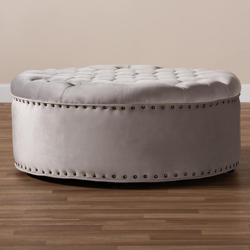 Contemporary Velvet Fabric Ottoman