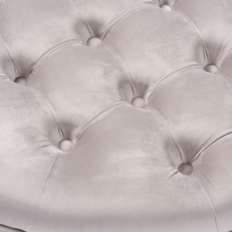 Contemporary Velvet Fabric Ottoman