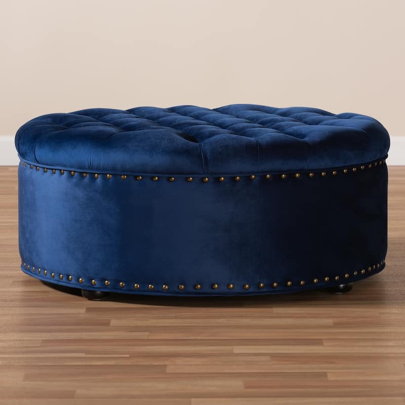 Contemporary Velvet Fabric Ottoman