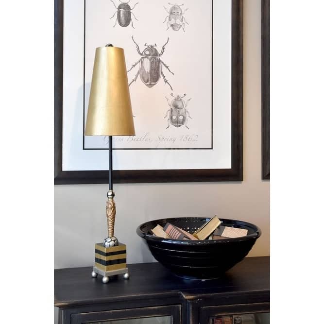 Noma Luxe Black and Gold Striped Buffet Table Lamp By Lucas McKearn