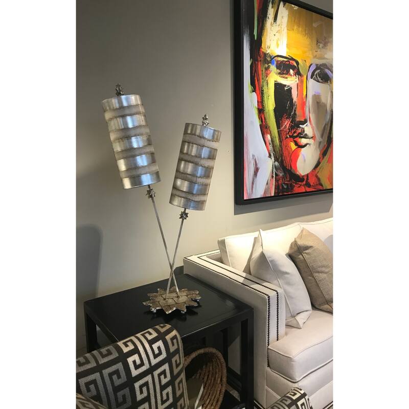 Double Striped Silver Buffet Table Lamp By Lucas McKearn