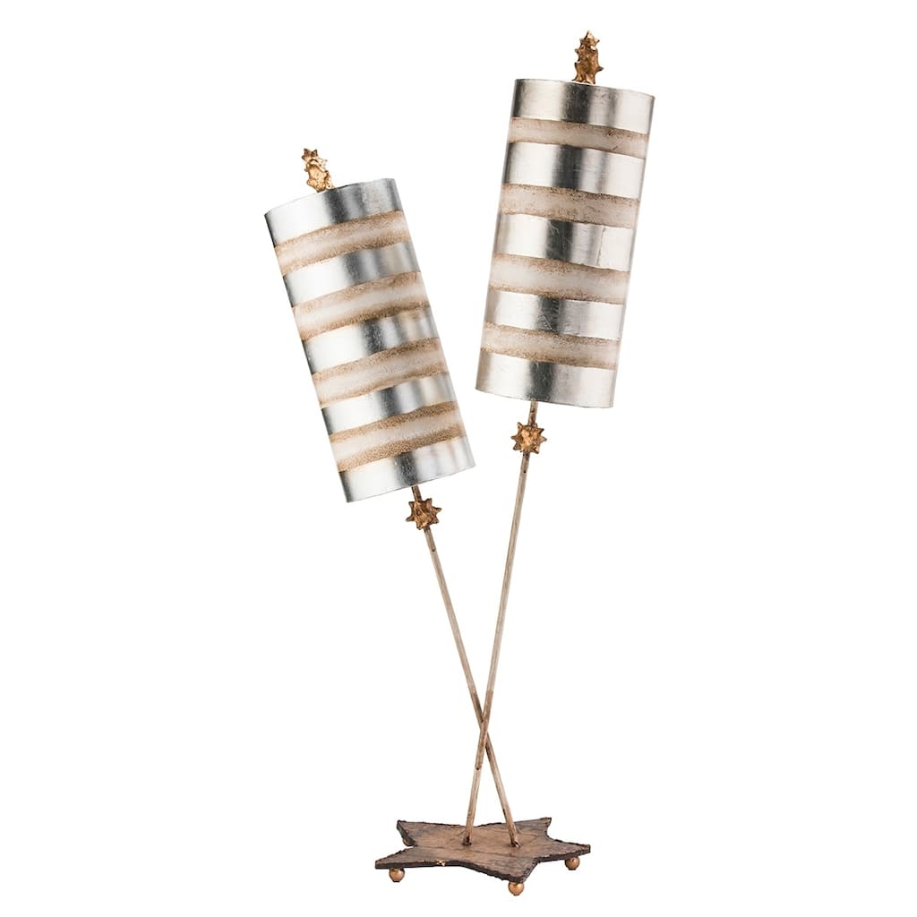 Double Striped Silver Buffet Table Lamp By Lucas McKearn