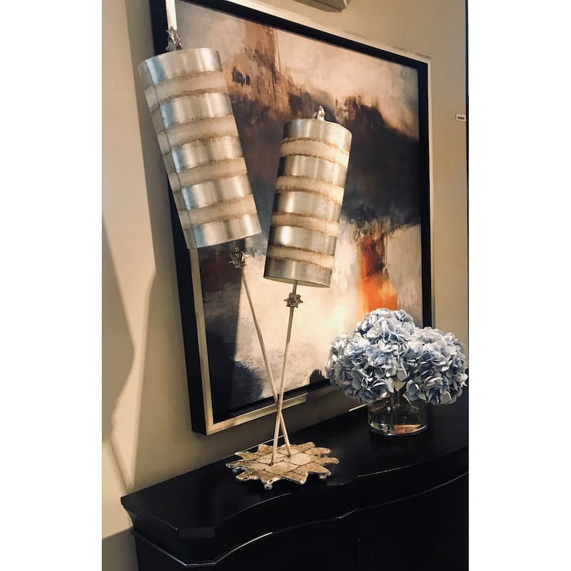 Double Striped Silver Buffet Table Lamp By Lucas McKearn