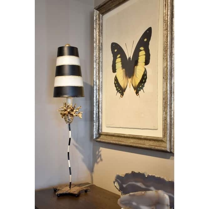 Whimsical Buffet Table Lamp By Lucas McKearn with neutral Stripes