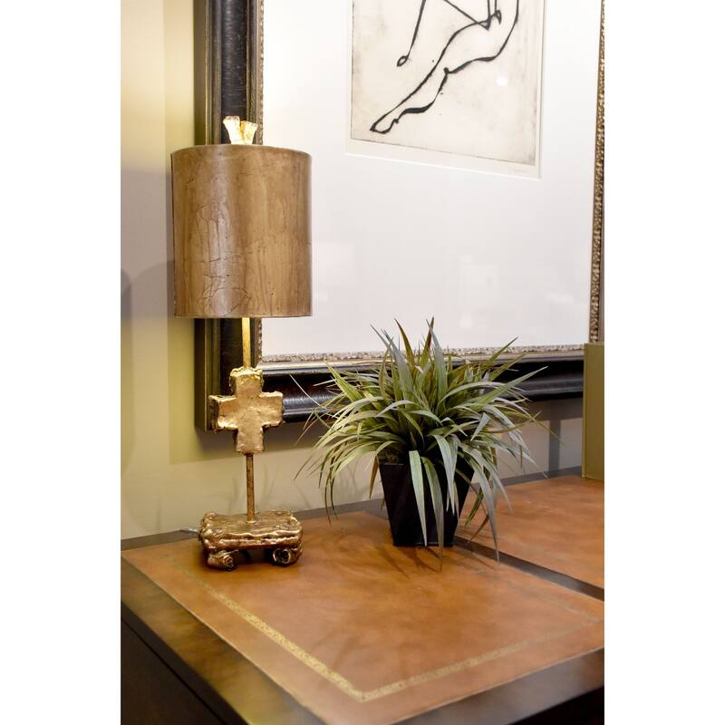 Cross Silver Table Lamp By Lucas McKearn Finished in Distressed Silver