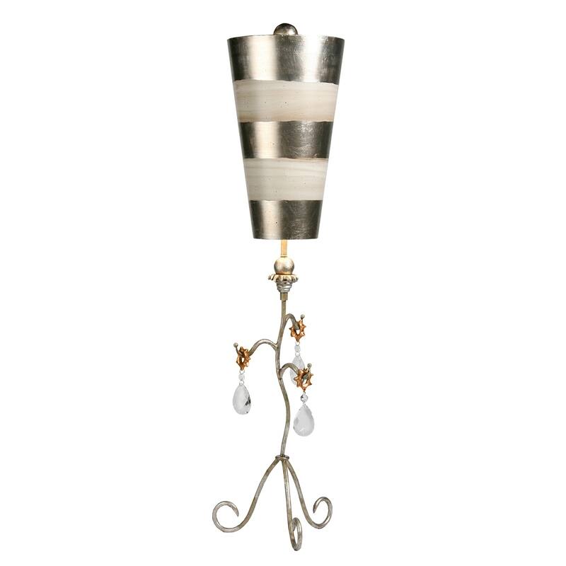 Tivoli Lucas Mckearn Distressed Silver and Crystal Buffet Table Lamp