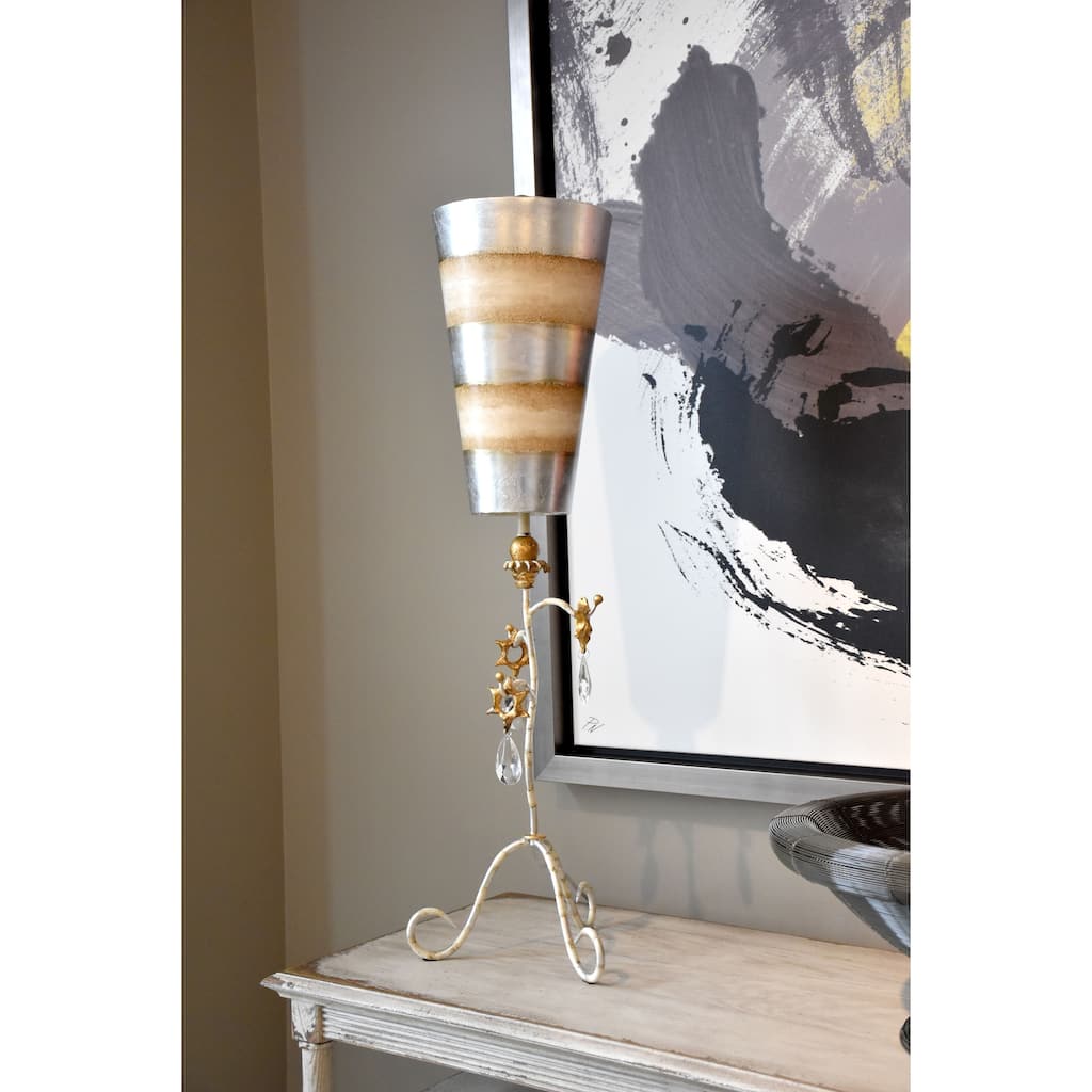 Tivoli Lucas Mckearn Distressed Silver and Crystal Buffet Table Lamp